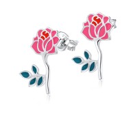 Pink Rose Silver Ear Stud STS-3468 (CO5+CO14+CO15)